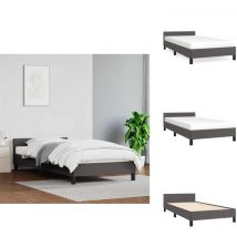 Bettgestell mit Kopfteil ohne Matratze Grau 80x200 cm - Bettes Gestell - Kopfteil - Kunstleder - Grau - Doppelbett