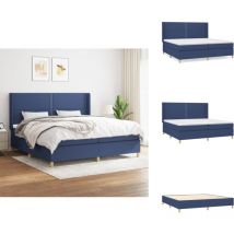 Boxspringbett mit Matratze Blau 200x200 cm Stoff - Boxspringbett - Doppelbett - Schlafraumgestaltung - Bettenausstattung - Blau