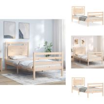 Massivholzbett mit Kopfteil 100x200 cm - Holzbett - Kiefernholzbett - Doppelbett - Massives Holzbett - Bettgestell
