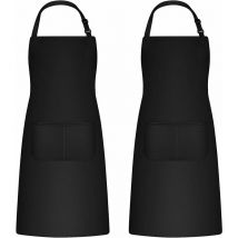 2 Pièces Tabliers de Cuisine pour Homme Femme, Tablier de Ménage Tabliers Porte-Outils avec 2 Poches pour Barbecue, Tablier Jardinier Adultes