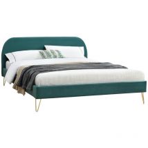 Lit velours Phoenix pied épingle laiton