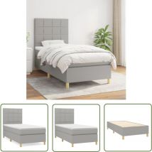 The Living Store Boxspringbett mit Matratze Hellgrau 90x200 cm Stoff - Boxspringbett - Doppelbett - Bettenrahmen - Schlafsystem - Hellgraues Bett