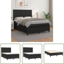 The Living Store Boxspringbett mit Matratze Schwarz 140x190 cm Kunstleder - Boxspringbett - Doppelbett - Bettenrahmen - Kunstlederbett - Schwarzes
