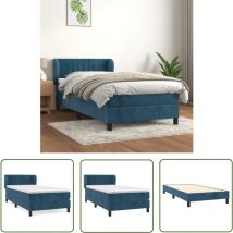 Maison Chic - The Living Store Boxspringbett mit Matratze Dunkelblau 90x190 cm Samt - Samtbett - Boxspringbett - Doppelbett - Bettenrahmen - Luxusbett