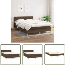 The Living Store Boxspringbett mit Matratze Dunkelbraun 140x190 cm Stoff - Boxspringbett - Doppelbett - Bettenrahmen - Lattenrost - Matratze