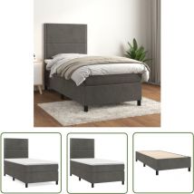 The Living Store Boxspringbett mit Matratze Dunkelgrau 80x200 cm Samt - Samtbett - Boxspringbett - Doppelbett - Bettenrahmen - Luxusbett