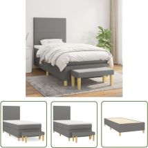 The Living Store Boxspringbett mit Matratze Dunkelgrau 90x190 cm Stoff - Boxspringbett - Doppelbett - Bettenrahmen - Schlafraum - Schlafzimmer