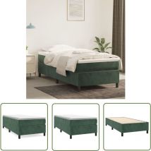 Maison Chic - The Living Store Boxspringbett mit Matratze Dunkelgrün 100x200 cm Samt - Samtbett - Boxspringbett - Doppelbett - Schlafzimmermöbel