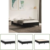 The Living Store Bettgestell ohne Matratze Schwarz 140x190 cm Samt - Samt Bett - Doppelbett - Boxspringbetten - Bettrahmen Schwarz - Bettgestell