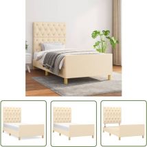 Kalisse - The Living Store Bettgestell ohne Matratze Creme 80x200 cm Stoff - Bettes Gestell - Holzbetten - Lattenrost - Doppelbett - Creme Farbe