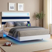 Bettgestell Für Jugendliche 140 X 190 Cm – Samt – Usb/typ C Und Led – Minimalistisch – Design