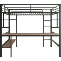 Bettgestell Metallbett, Eisenbett Mit Schreibtisch, Hochbett Mit Vier Kleinen Regalen Und Einem Großen Bücherregal Für Kinder, Jugendliche Und 