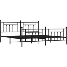 Bettgestell mit Kopf- und Fußteil Metall Schwarz 193x203 cm vidaXL