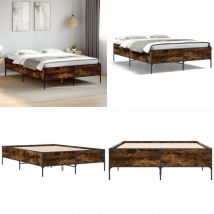 Vidaxl - Bettgestell Räuchereiche 135x190 cm Holzwerkstoff und Metall - Holzbetten - Doppelbett - Bettkasten - Lattenrost - Boxspringbett - Home &