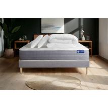 Komplettpaket Bett - Matratze 140x190 cm + Boxspringbett mit Lattenrost (im Set) + 2 Kopfkissen + Bettdecke - Actiflex Dream