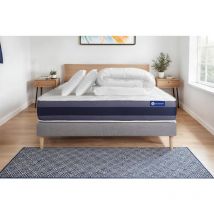Komplettpaket Bett - Matratze 160x200 cm + Boxspringbett mit Lattenrost (im Set) + 2 Kopfkissen + Bettdecke - Actimemo Morpho