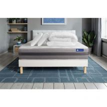 Komplettpaket Bett - Matratze 140x190 cm + Boxspringbett mit Lattenrost (im Set) + 2 Kopfkissen + Bettdecke - Actimemo Relax