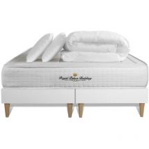 Komplettpaket Bett - Matratze 160x200 cm + 2 Boxspringbetten (Monoblock) + 2 Kopfkissen + Bettdecke - Balmoral