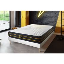 Ultra Matratze 180x190cm + Bettgestell mit lattenrost , Härtegrad 2 , Memory-Schaum und Mikro-Taschenfedern , Höhe : 26 cm