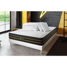 Komplettpaket Bett - Matratze 160x200 cm + Boxspringbett (Monoblock) + 2 Kopfkissen + Bettdecke - Ultra