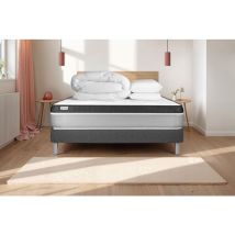 Komplettpaket Bett - Matratze 140x200 Cm + Boxspringbett Mit Lattenrost (im Set) + 2 Kopfkissen + Bettdecke - Vital Ergo