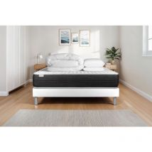 Komplettpaket Bett - Matratze 140x190 cm + Boxspringbett mit Lattenrost (im Set) + 2 Kopfkissen + Bettdecke - Vitalspring