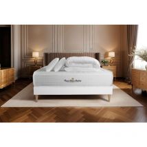 Komplettpaket Bett - Matratze 140x190 Cm + Boxspringbett (monoblock) + 2 Kopfkissen + Bettdecke - Windsor
