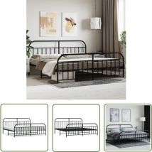The Living Store Bettgestell mit Kopf- und Fußteil Metall Schwarz 200x200 cm - Betten Gestell - Doppelbett - Metallbett - Schwarzes Bett