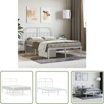 The Living Store Bettgestell mit Kopfteil Metall Weiß 120x190 cm - Metallbett - Doppelbett - Weißes Bett - Boxspringbetten - Bettgestell