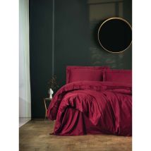 Bettwäsche - 1 Bettbezug 140 X 200cm + 1 Kissenbezug 60 X 60 Cm - Satin - Bordeauxrot