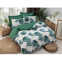 Bettwäsche - 1 Bettbezug 220 X 240 Cm + 2 Kissenbezüge 60 X 60 Cm - 65% Baumwolle, 35% Polyester - Grün