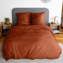 Bettwäsche 2-Sitzer Mikrofaser gewaschen terrakotta - 260 x 240 cm - Sweeek