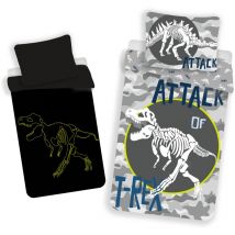 Bettwäsche, die im Dunkeln leuchtet 140x200 Dinosaurier T-Rex 7196 grauer Baumwollkissenbezug 70x90 Jugend