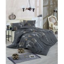 Bettwäsche-set - 1 Bettbezug 220x240 Cm + 2 Kissenbezüge 60x60 Cm - 65% Baumwolle, 35% Polyester - Anthrazit