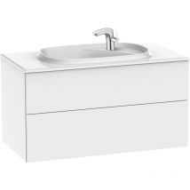 Elément bas avec deux tiroirs et lavabo en fineceramic beyond Roca Couleur : Blanc brillant - Dimensions : 1000 mm