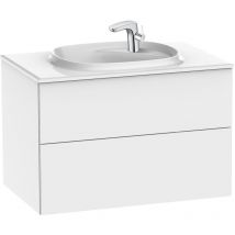 Elément bas avec deux tiroirs et lavabo en fineceramic beyond Roca Couleur : Blanc brillant - Dimensions : 800 mm