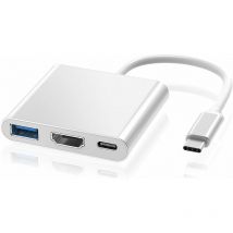 Adaptateur usb c vers hdmi 4K, Adaptateur Type c Hub vers hdmi Convertisseur avec Port usb 3.0 et Port de Charge c usb Compatible avec MacBook Pro,