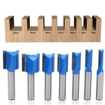 Gabrielle Fräser-Reinigungsbits, Holzbearbeitungsschneider, 6/8/10/12/14/18/20 mm Durchmesser, Bündigschnitt-Modell-Fräser-Bit-Set, 8 mm, Blau,