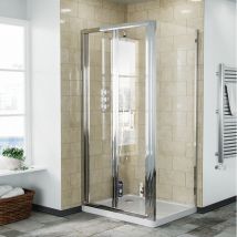 Bi-Folding 700 mm Glass Shower Door with 900 Frameless Side Panel Enclosure and Tray