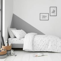 Bianca - Stars Duvet Cover Set Grey Double 100% Cotton Kids Bedding