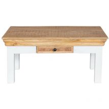Verty Furniture - Bianco Solid Mango Wood White Coffee Table With Drawer