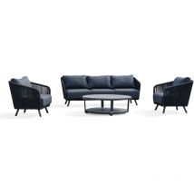 Paris Garden - biarritz - Salón de jardín de 5 plazas de aluminio y cuerda trenzada