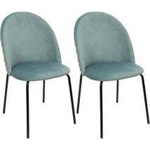 Altobuy - bibbo - Lot de 2 Chaises Velours Bleu Céladon Motif Rétro