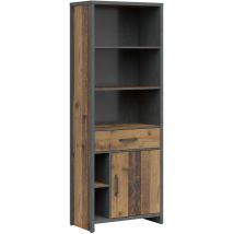 Petits-meubles - Bibliothèque 1 porte 1 tiroir Paul Bois et Gris anthracite