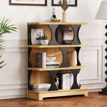 Bibliothèque 100 cm, avec 3 étagères de rangement, design ajouré, cadre en bois, pour Salon, Chambre, Bureau, Scandinave - Marron