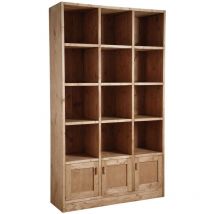 Aubry Gaspard - Bibliothèque 12 cases 3 portes en épicéa ciré miel