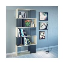 Bibliothèque 174 cm noir mat et chêne - Seregno