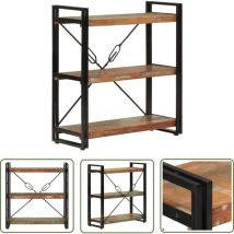 Werwing - The Living Store Bibliothèque 3 niveaux 77x30x80 cm bois récupération massif/fer - Bibliothèque Murale - Bibliothèque Design - Étagère Bois
