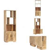 Bibliothèque 60x35x180 cm Bois de manguier solide - Bibliothèque En Bois - Bibliothèque Design - Bibliothèque Rustique - Bibliothèque Vintage