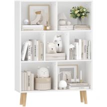 Bibliothèque 7 compartiments ouverts bibliothèque verticale adaptée au salon chambre bureau 80x24x110cm blanc